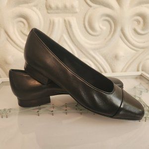 Vaneli Black Leather Flats. NWOT. Size 7.5